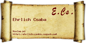 Ehrlich Csaba névjegykártya